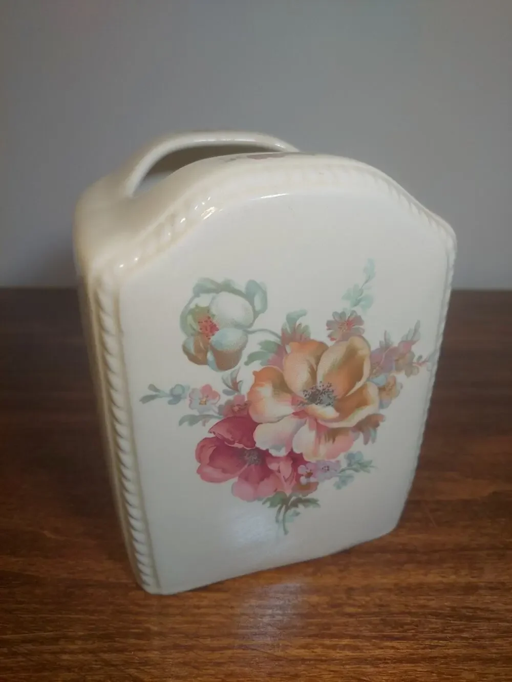 Vtg Athena Ceramic Floral Peonies Tissue Box Cover 90s Cottage Core Peony Roses
